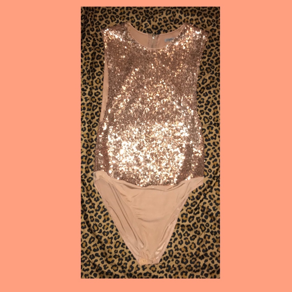 Rose Gold Sequins Body Suit